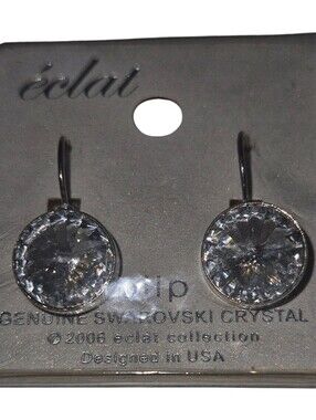 NWT Y2K Éclat 2006 Collection Swarovski Crystal Clip Hook Earrings